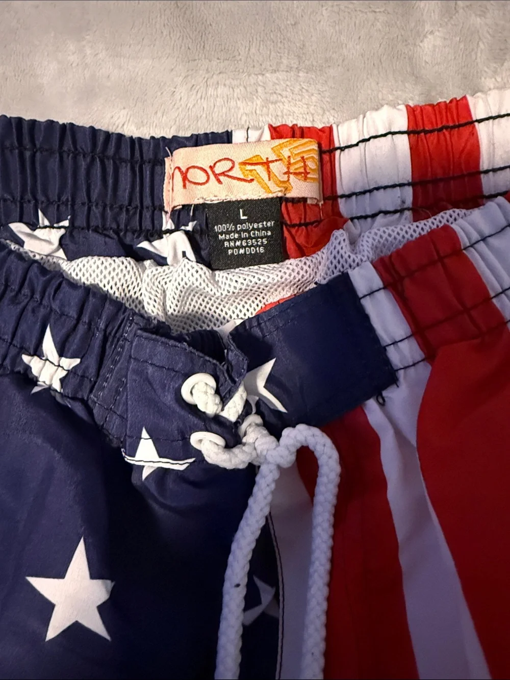 Large Patriotic Stars & Stripes Men's Swim Shorts - Red, White & Blue